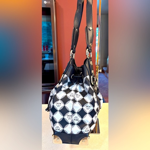 MCM Visetos Nylon Dual Handle Drawstring Shoulder Bag, EUC - Picture 4 of 12